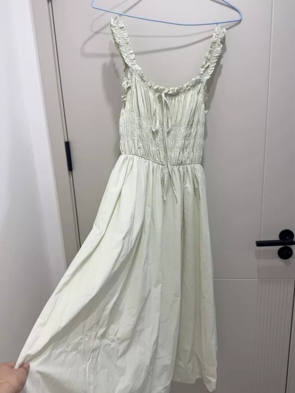 Light Sage Ruffled Strap Maxi Dress